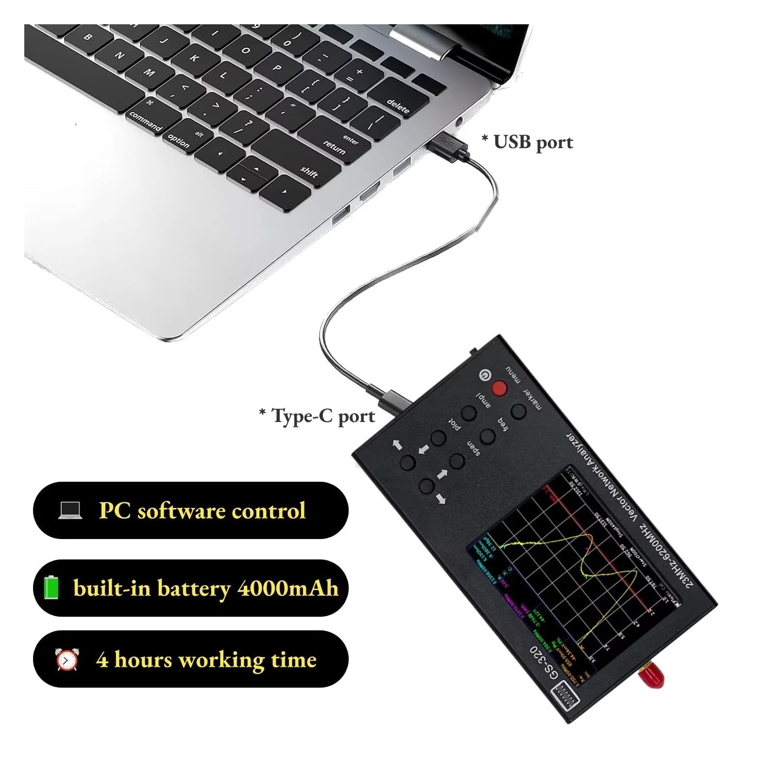 Analizator sieci wektorowych GS320 6 GHz HT6 Antena logarytmiczna okresowa Pomiar napięcia Współczynnik fali stojącej 6-9 dB EMC Szerokopasmowy