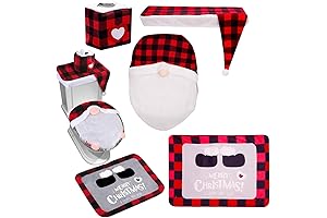 Christmas Santa Decoration Bathroom Decor Set with Toilet Seat Cover
