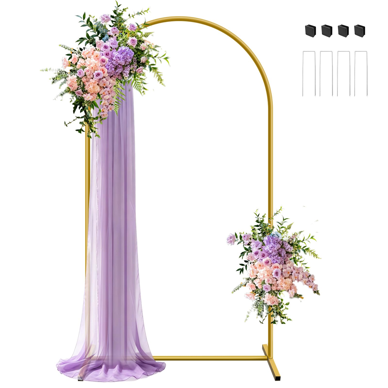 Décoration de cérémonie avec arche de fond en métal doré de 2,2 m