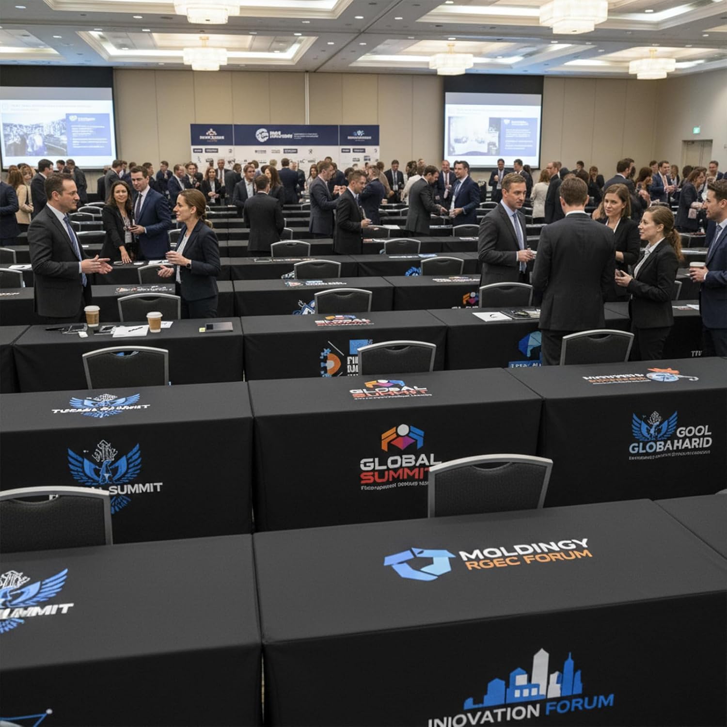 Custom Table Cloth with Business Logo Text 4FT 5FT 6FT 8FT Custom Tablecloth Rectangle Table for Tradeshow Events Wedding Anniversary Personalized Fitted Table Cover (4 FT Open Back (48" x 24"))