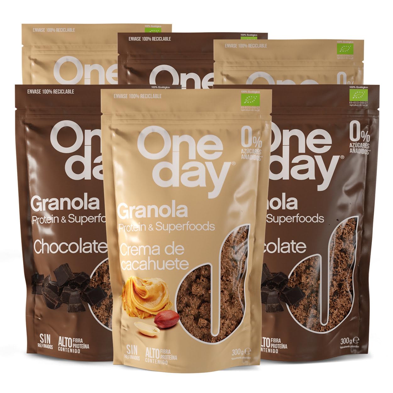ONE DAY Granola Ecologica, Sin Azucares Añadidos, Alto en Proteína con Superfoods, Altro en Fibra, Pack 6 x 300g (Original, Pack 6 unidades) — view 12