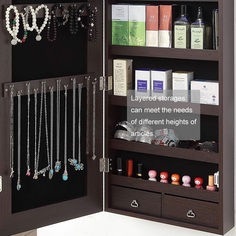 Buy GISSAR Full Length Mirror Jewelry 6 LEDs Jewelry Armoire Wall Mounted Over The Door