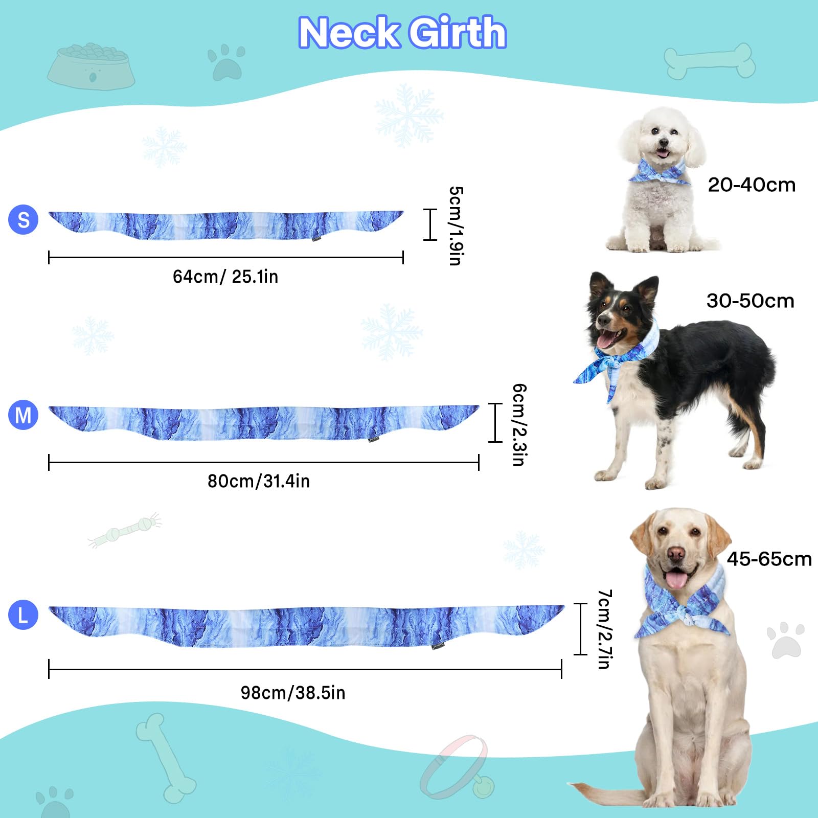 Collare di Raffreddamento per Cani, Bandana Rinfrescante per Cani, Sciarpa Rinfrescante per Animali Domestici, Traspirante Bandana di Raffreddamento Istantaneo per Cani di Piccola Media e Grande (M)