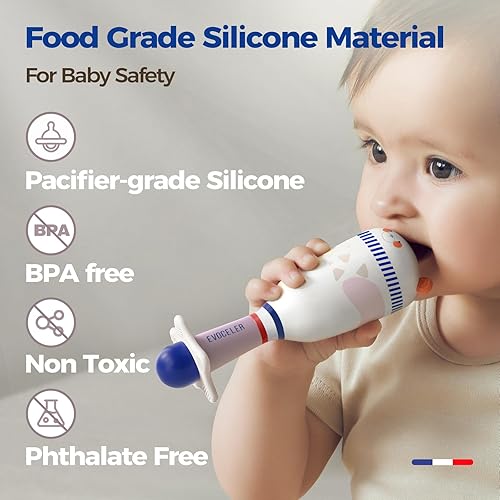 Miniatura 4 de Evoceler Juguetes para bebés, 2 juguetes de sonajeros y agitadores con mordedor, juguetes sensoriales para bebés de 0 + M, silicona suave sin BPA,