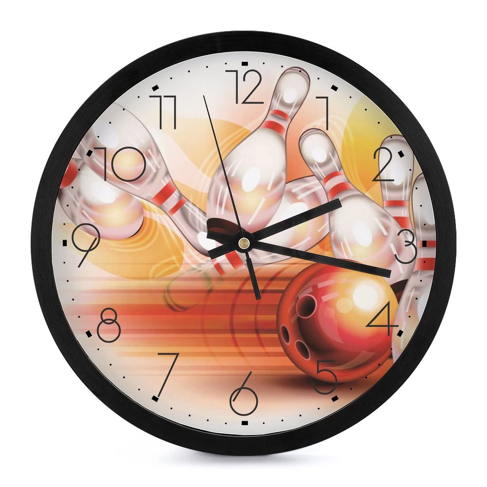 Horloge murale bowling silencieuse de 25.4 cm pour décoration moderne