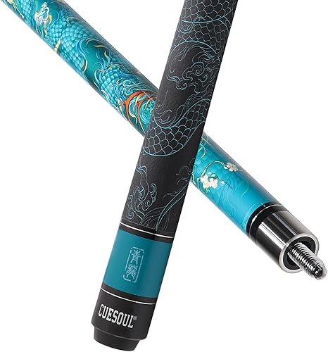 Miniatura 5 de CUESOUL - Taco de billar de 19 onzas con estuche negro, punta de 13 mm, 58 pulgadas, patrón de símbolos mitológicos, 4 estilos