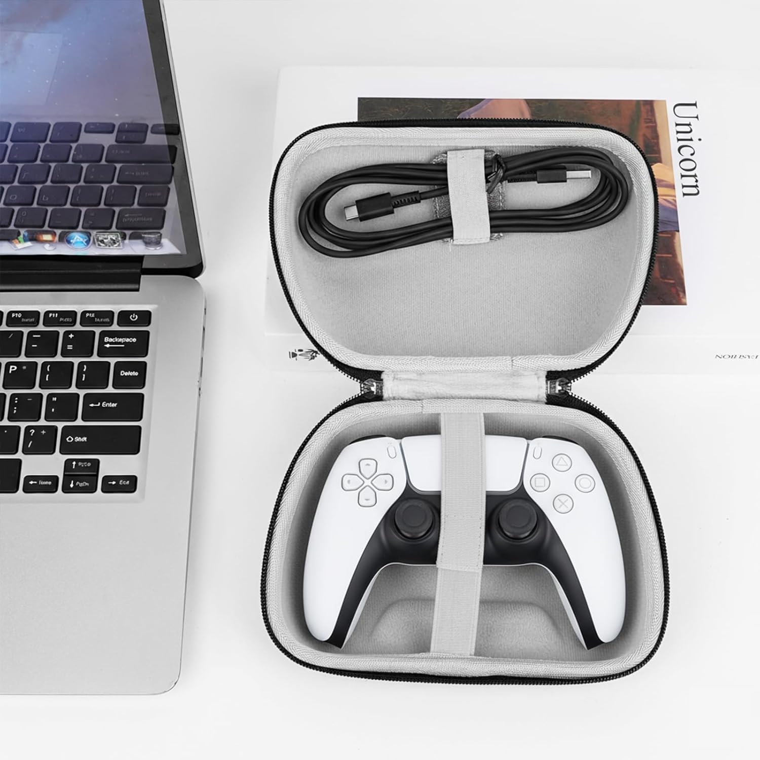 GEEKRIA Travel Case Compatible with Sony PlayStation 5 Dual Sense Wireless Controller, Hard Shell Carrying Bag, Protective Storage with Internal Mesh Pocket (Dark Gray) - Image 4