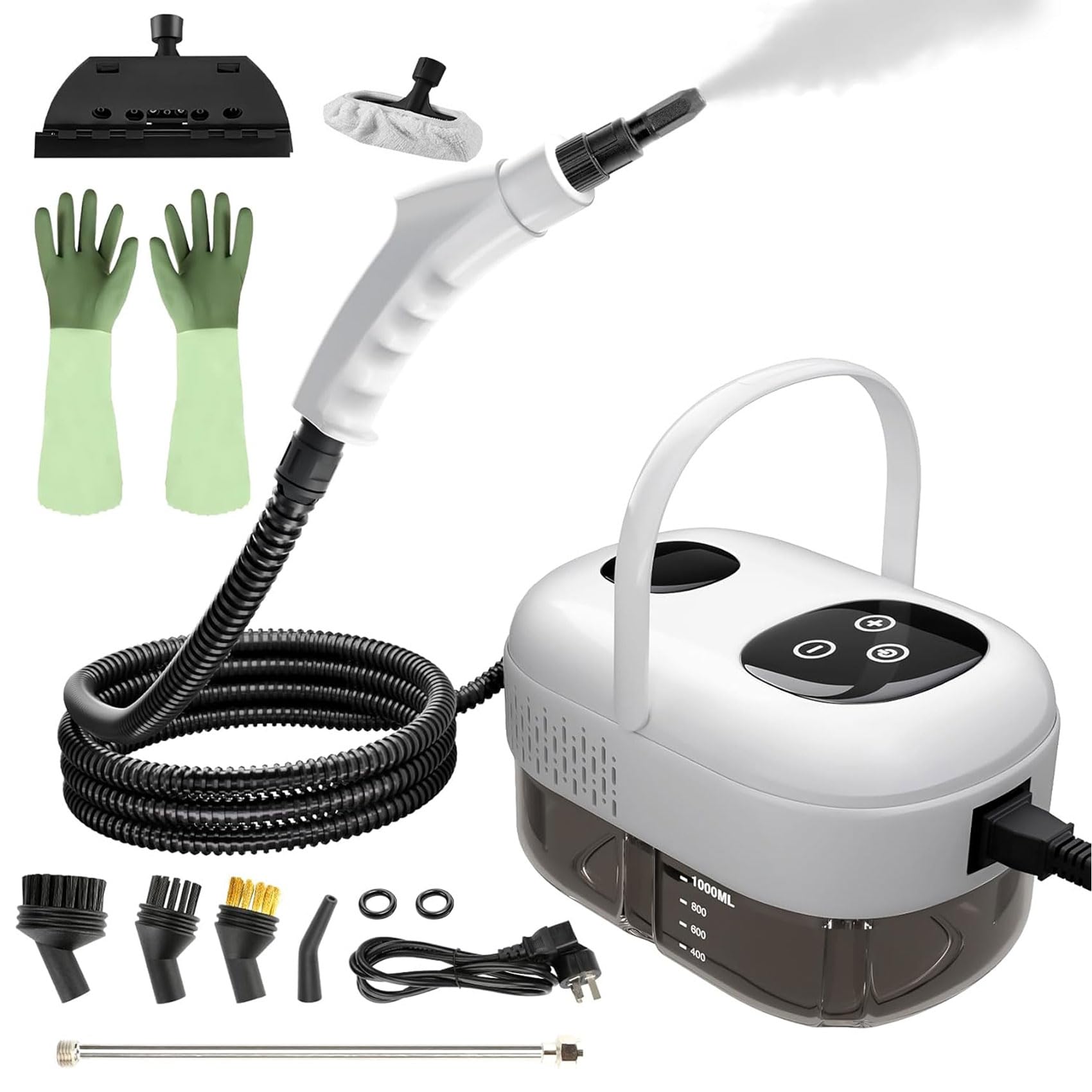 Steam Cleaner Handheld, 1100ML/2500W High Pressure, Steamer Cleaning, 6 Speeds - Steam Cleaners for the Home Multi Purpose, Cleaning Kitchen Grease/Window Glass/Car/Bathroom/Tiles/Grout/Carpet,3BAR