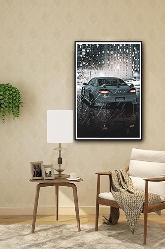 Miniatura 3 de zhufuyl Póster retro clásico de auto de lluvia JDM Cars Posters Japón Supercar Personalidad Pintura Decorativa Arte de Pared Pósters de Lienzo