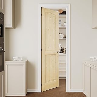 24''x80'' Arch Top Pine Wood Door Slab Shaker, Solid Core Panel for Prehung Doors, Barn Doors; for Pantry, Bedroom, Closet, Laundry Room, Bedroom, Reday to Stain