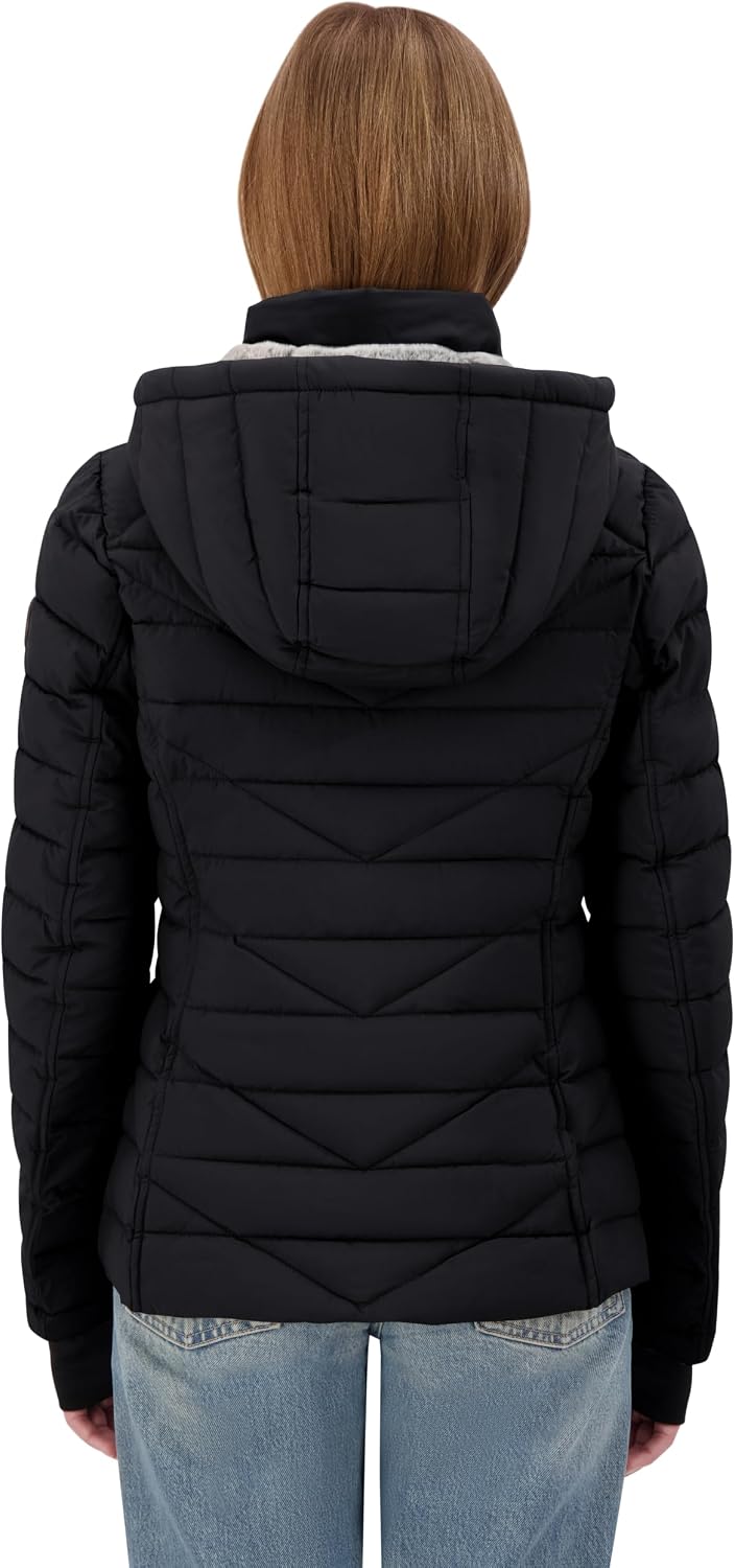 Nautica Womens Faux Fur Trim Hooded Midweight Puffer Jacket