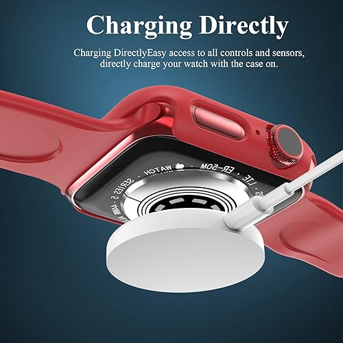 Miniatura 5 de EWUONU - Paquete de 3 fundas compatibles con Apple Watch SE Series 654 de 1.73 pulgadas con protector de pantalla de vidrio templado, cobertura