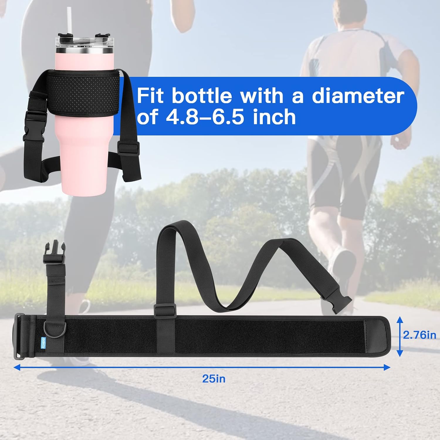 Xxerciz Water Bottle Carrier Holder with Strap for Tumbler, Universal Bottle Sling Sleeve for 40-128oz Water Bottle Sports Accessories for Hiking Travelling Camping image 2