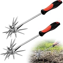2 Pack Hand Cultivator Tiller Garden Tool Manual Rotary Short Hand-held Tiller Digging Soil Loosener for Softer Soils and Lawns Loosening Pulling Weed
