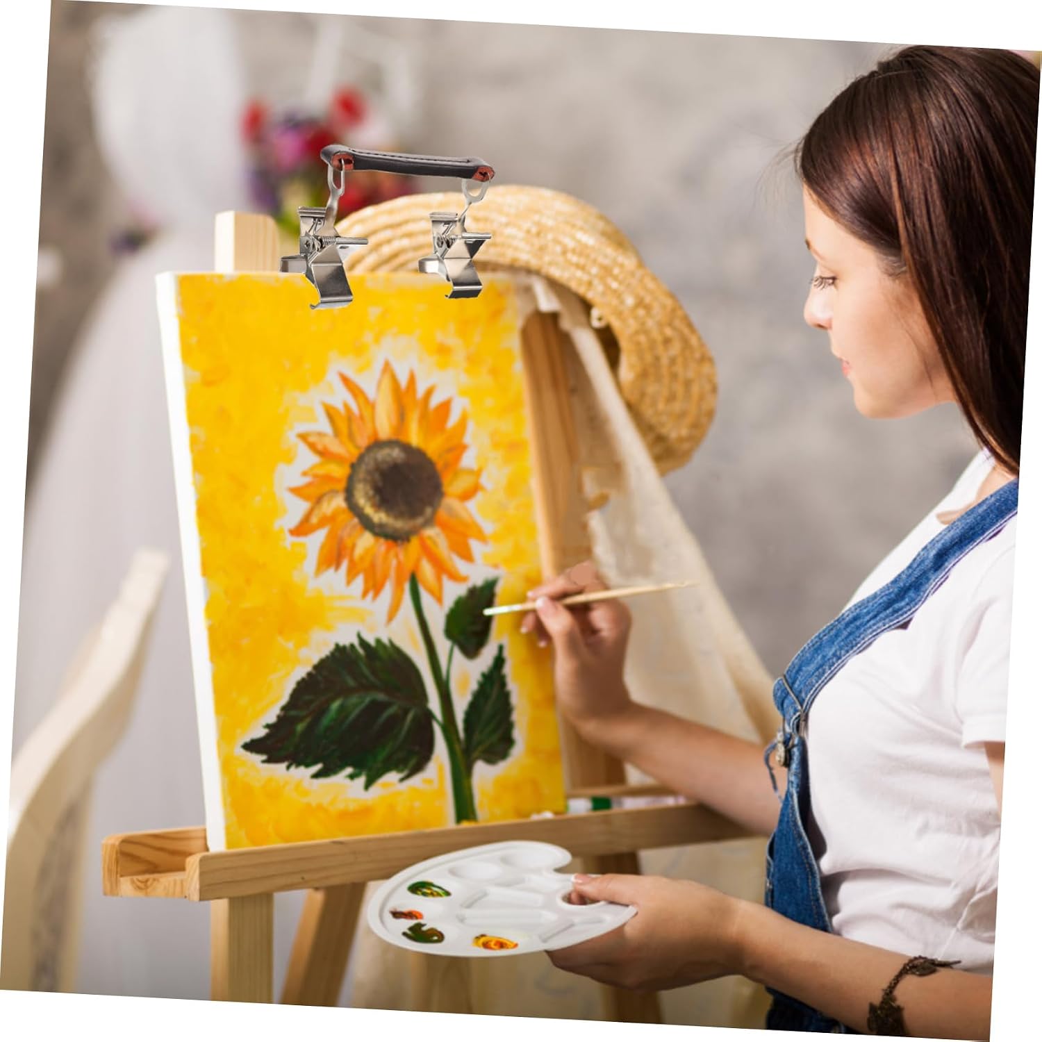 BEBEMOKO Wet Canvas Clips Metal Frame Separating Clips for Artists Ergonomic Design for Easy Use Durable Canvas Carrier Tool for Oil Painting and Embroidery Smooth Surface No