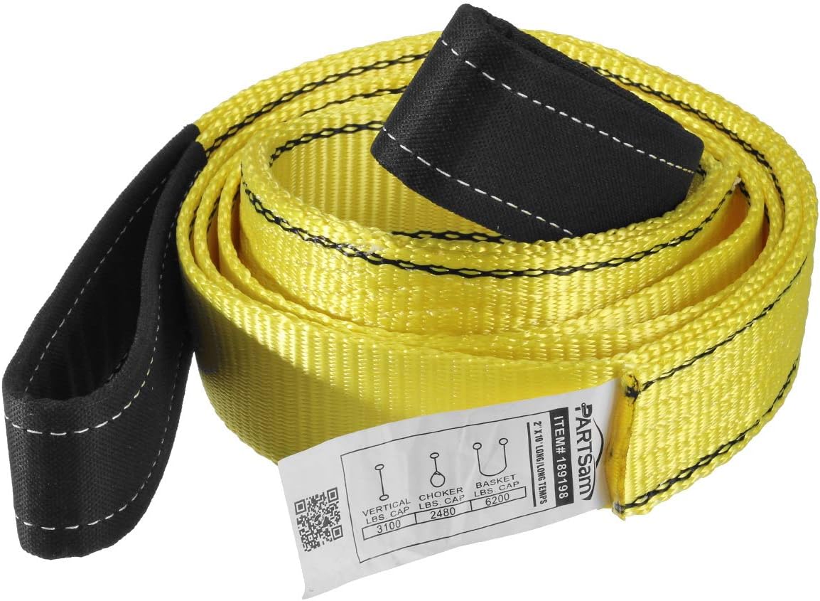 Partsam Premium 1Pcs Crane Towing Strap 10feet x 2inch Durable 3400Dtex - Heavy Duty Web Sling - Corrosion Resistance Polyester Industrial Flat Eye-Eye Ropes : Automotive