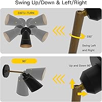 Vista 4 de Apliques de pared enchufables, apliques de pared negros de ángulo ajustable, luces de pared con cable de enchufe e interruptor de encendido/apagado
