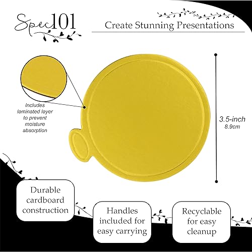Miniatura 3 de Mini tableros redondos para tartas a granel, 100 unidades, 3.5 pulgadas, platos base de cartón dorado redondos para servir individualmente