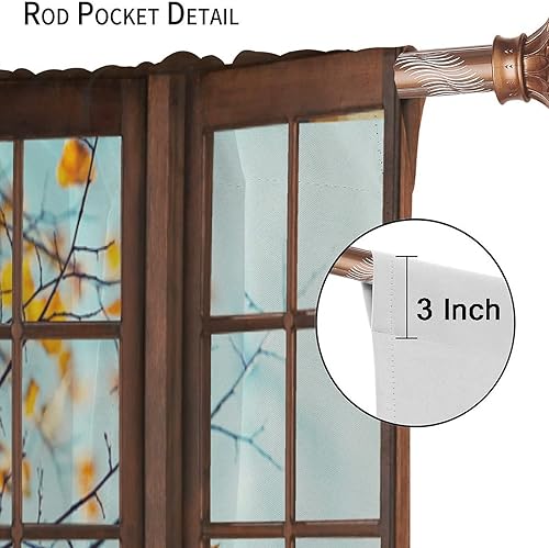 Miniatura 6 de Llylumty Cortinas opacas de otoño fuera de la ventana, hojas de arce, calabaza, girasol, cortinas decorativas para cocina, dormitorio, sala de