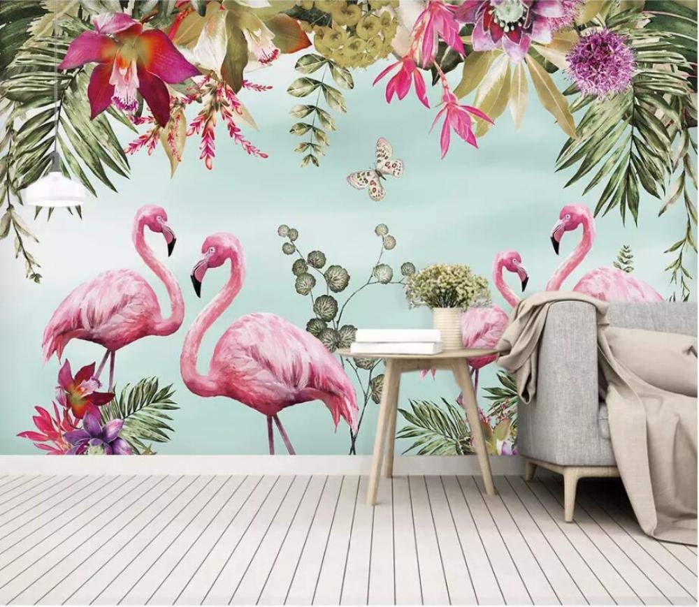 Papier peint personnalisé 3D tropical flamingo déco salon 250x175