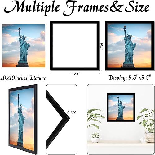 Miniatura 3 de OMAIGAR Marco de fotos de 10 x 10 pulgadas para póster cuadrado de 10 x 10 pulgadas, certificado de lienzo negro, marco de fotos de alta