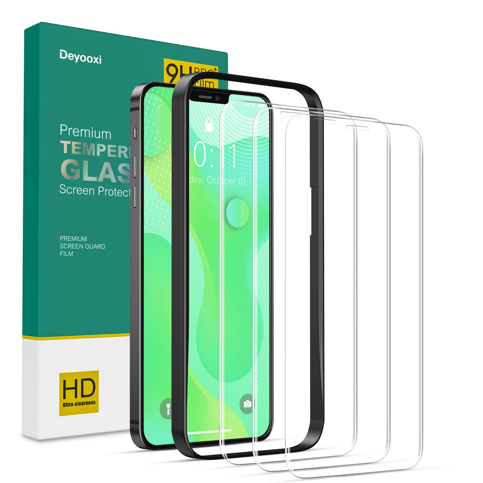 Deyooxi (3 Packs) Screen Protector for iPhone 12 Mini,HD Clarity 0.25mm Tempered Glass Screen Protector for Apple iPhone 12 Mini 5.4 Inch (Guidance Frame Include),Full Coverage Protective Screen,Clear