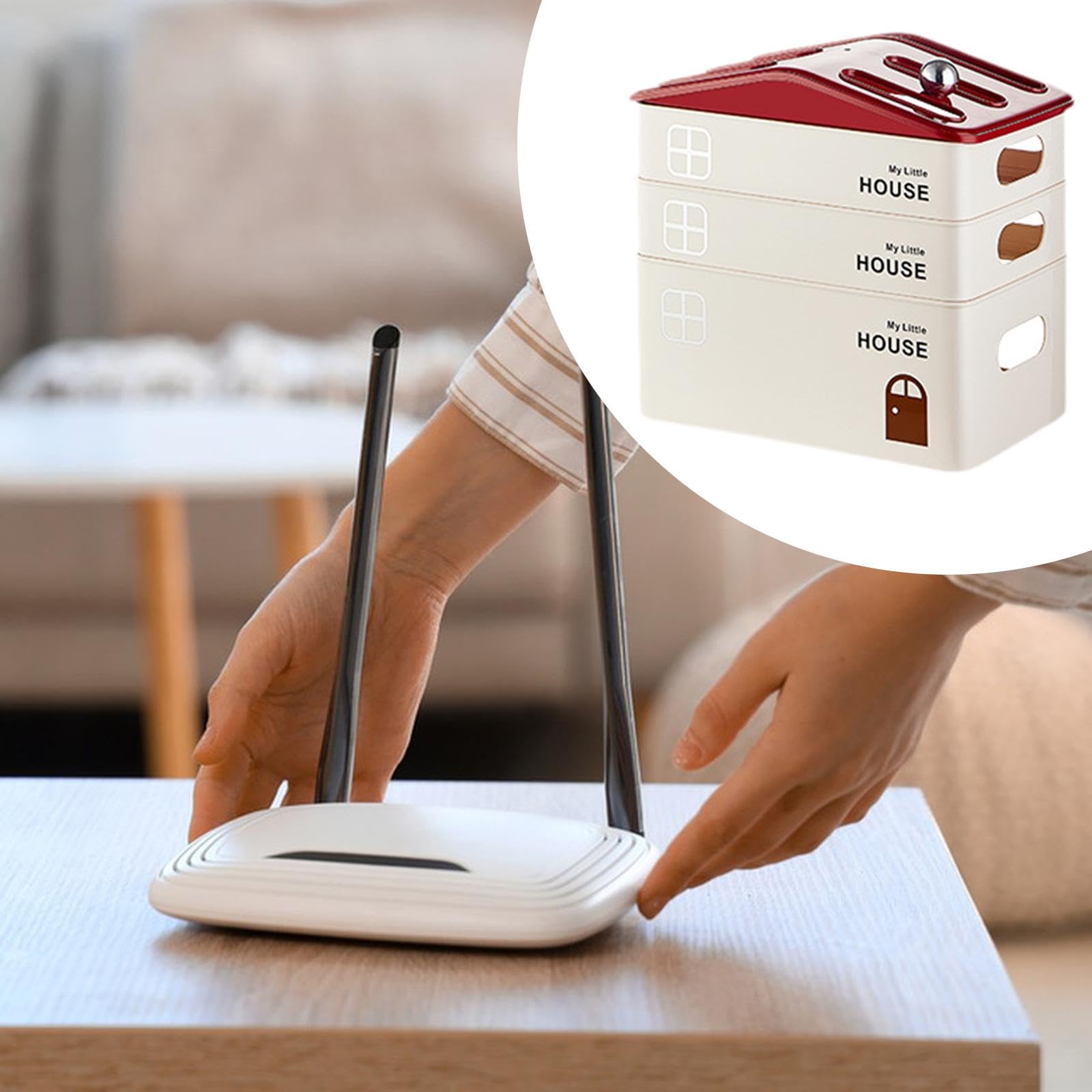 Generic Scatola Porta Router Organizzatore Cavi Gestione Scrivania Scatola Copri Router Multifunzione Materiale PP Resistente con Design Ventilato Adatta per, Tre Strati