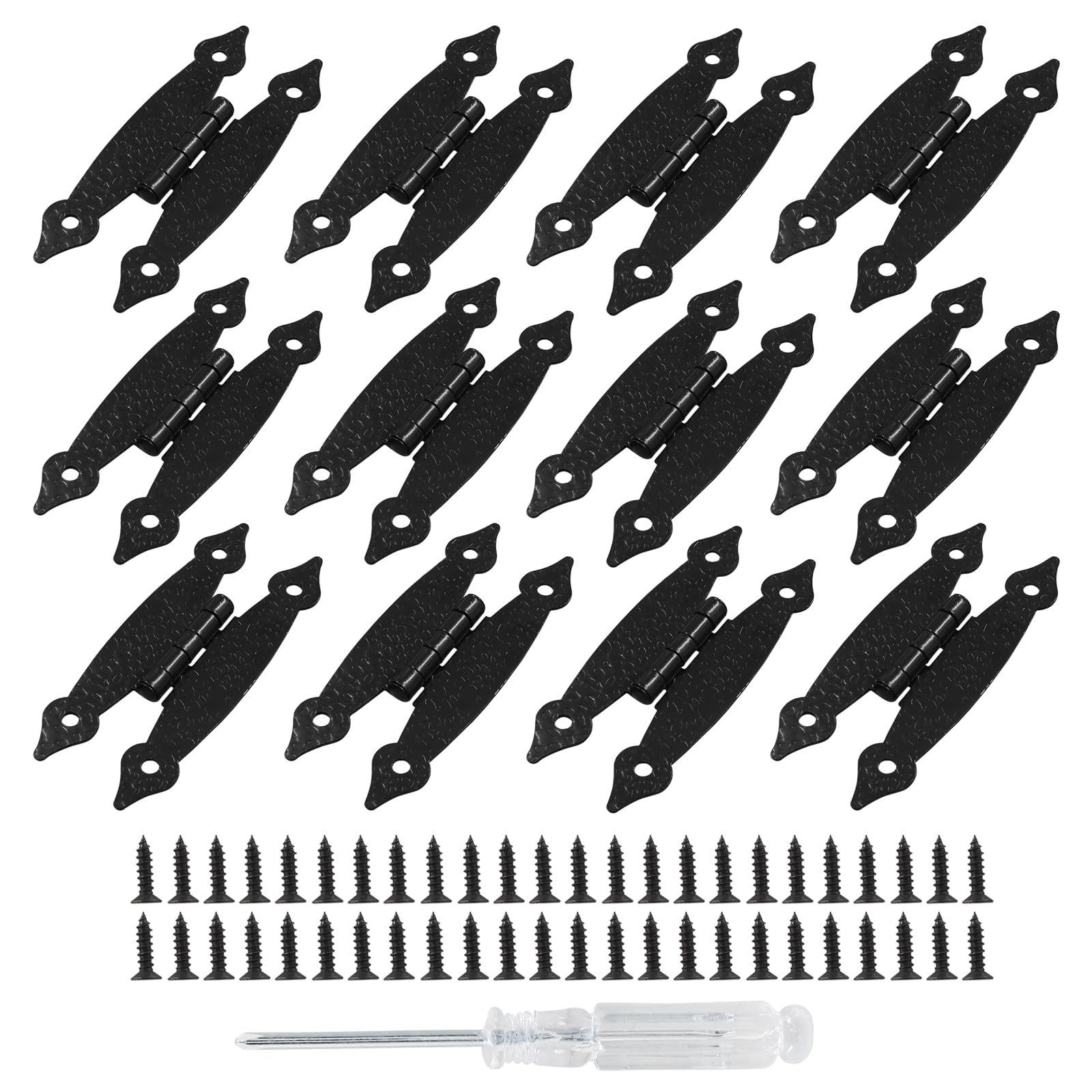 Black H-Shape Cabinet Hinges - 12 Pack -1