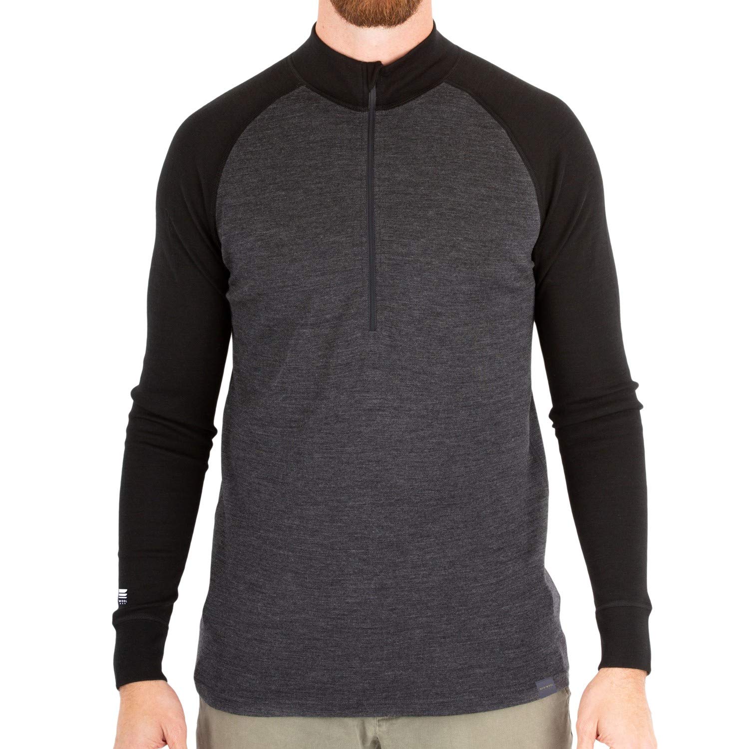 MERIWOOLMens Base Layer 100% Merino Wool Midweight 250g Half Zip Sweater for Men