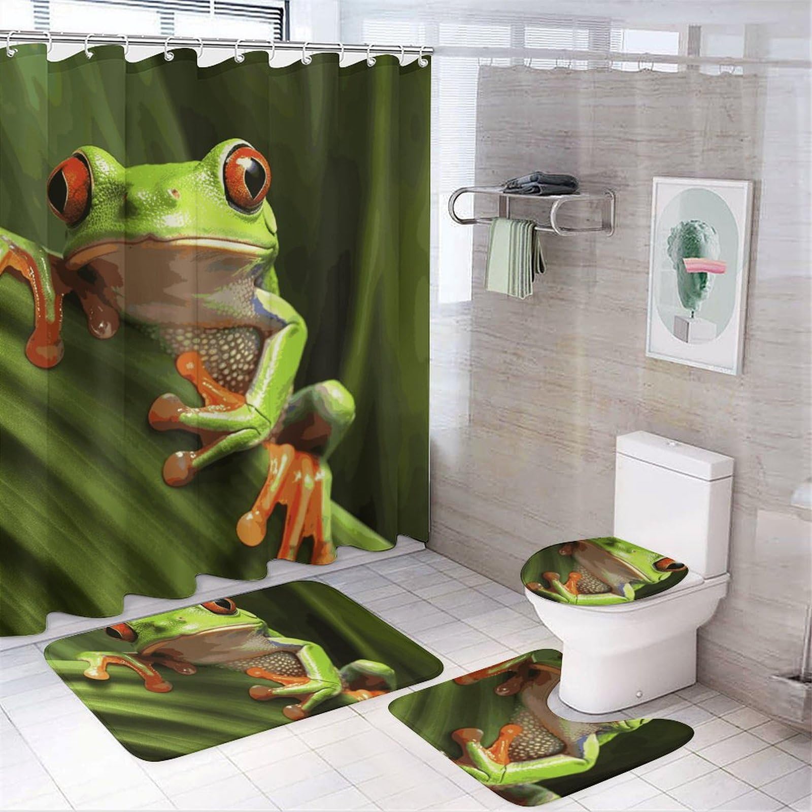 Tapis antidérapant salle de bain 4 pièces pour éviter les glissades sur sol mouillé avec polaire
