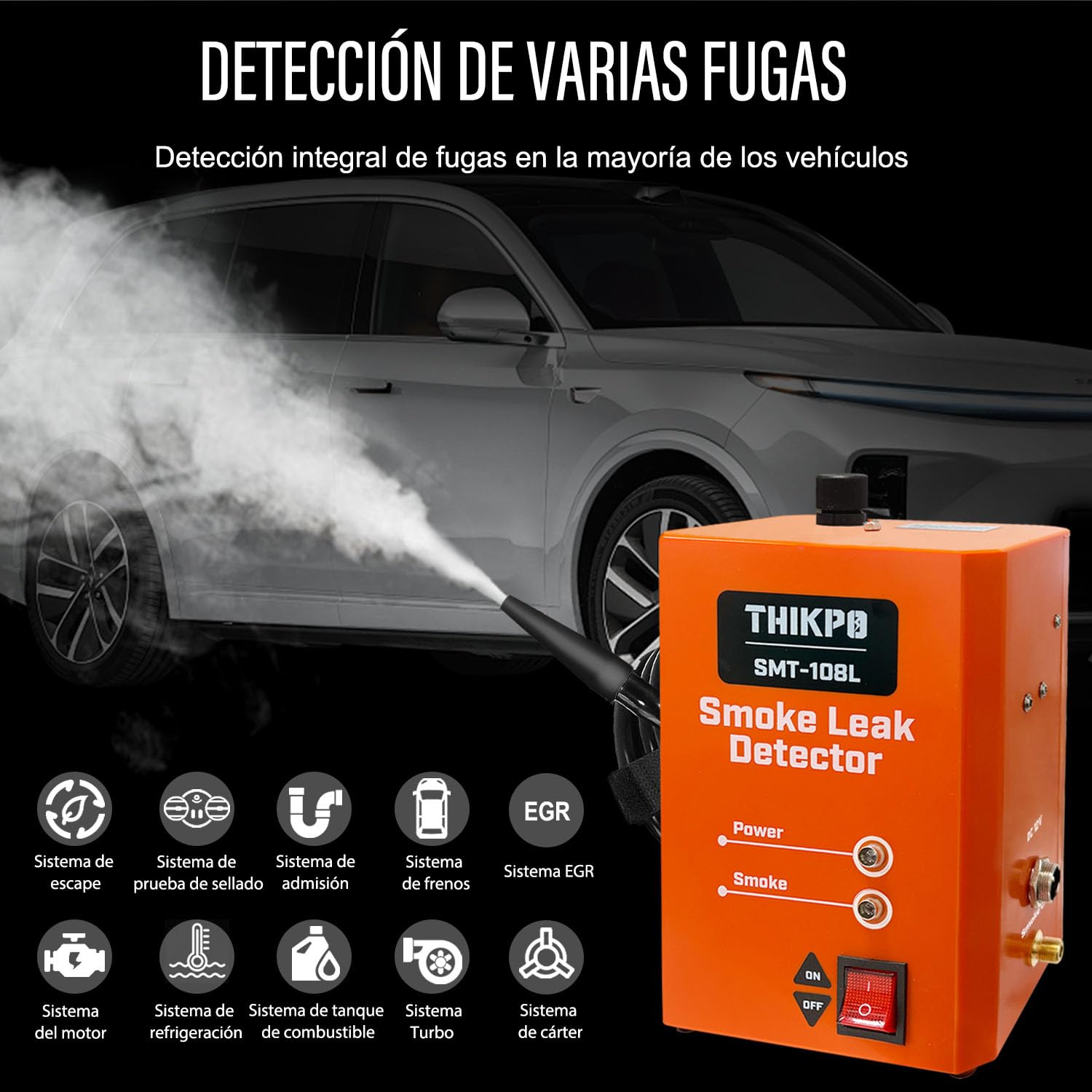 Détecteur de Fuite de Fumée avec Pompe à Air Intégrée – Machine à Fumée Automobile 12V pour Diagnostic EVAP, Système de Carburant, Admission, Échappement et Tuyauterie