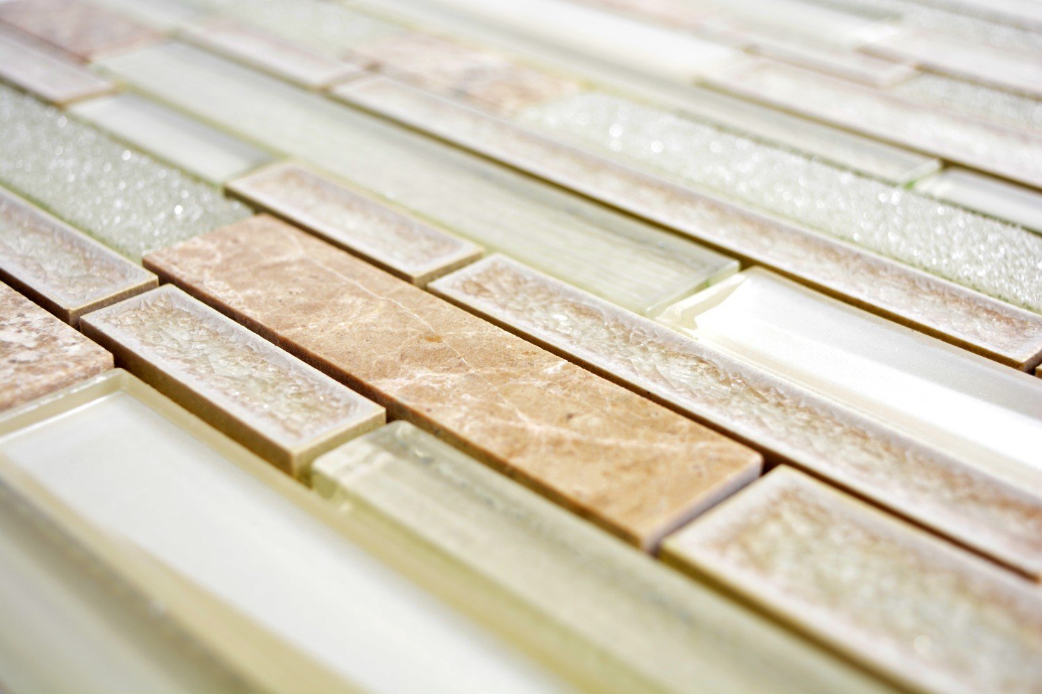 traslucido Mosaico in vetro cristallo beige Pietra ceramica 10 fogli
