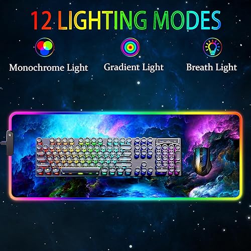 Miniatura 2 de Alfombrilla de mouse para juegos RGB, alfombrilla de mouse grande con luz LED, almohadilla de teclado para juegos, accesorios para escritorio, base