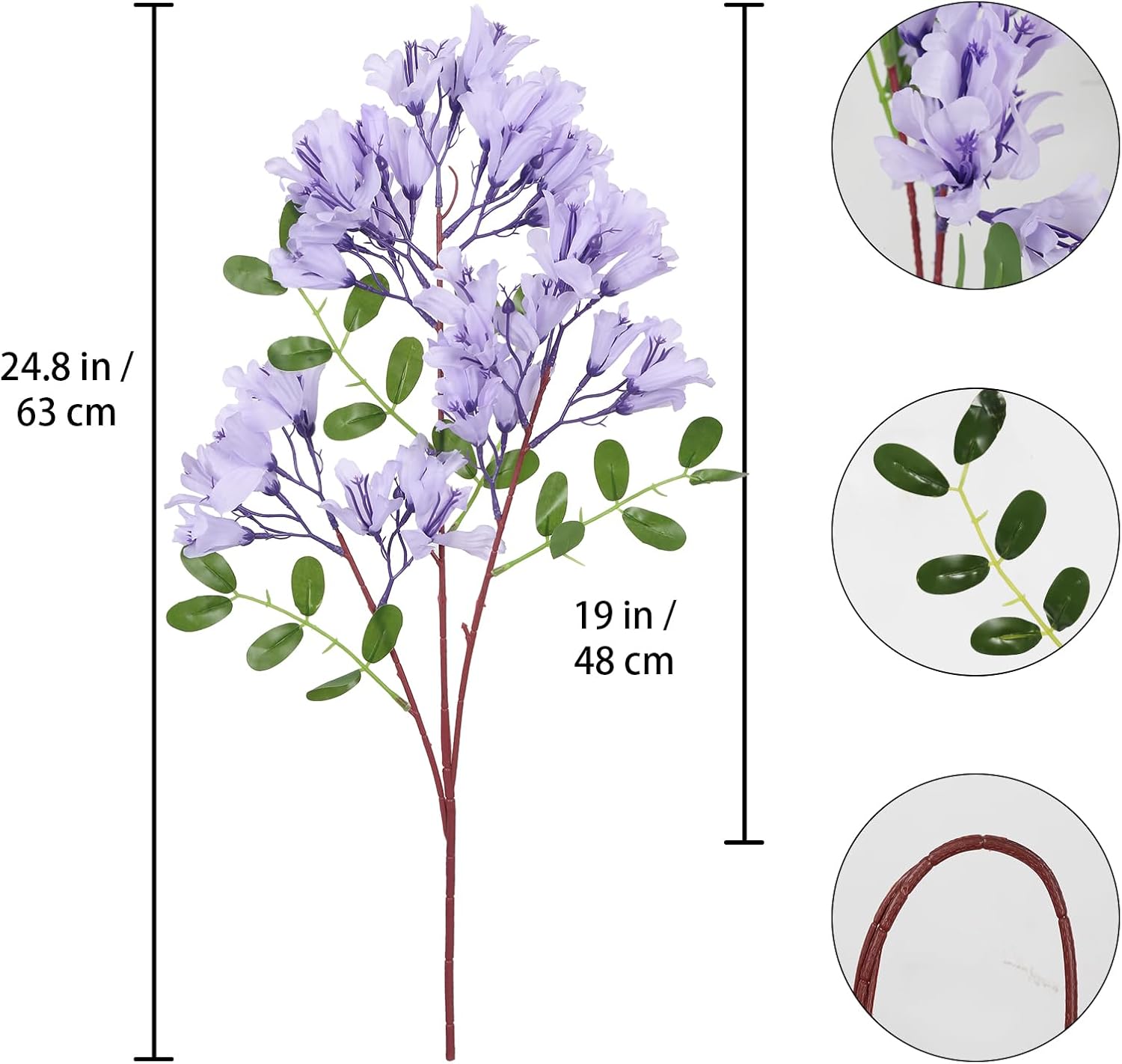 IPOPU 4Pcs Faux Light Purple Artificial Delphiniums, 24.8 Inch Long Stem Artificial Jacaranda Flowers for Tall Vases, Fake Delphiniums for Artificial Flower Arrangements, Home Party Decorations - Image 2