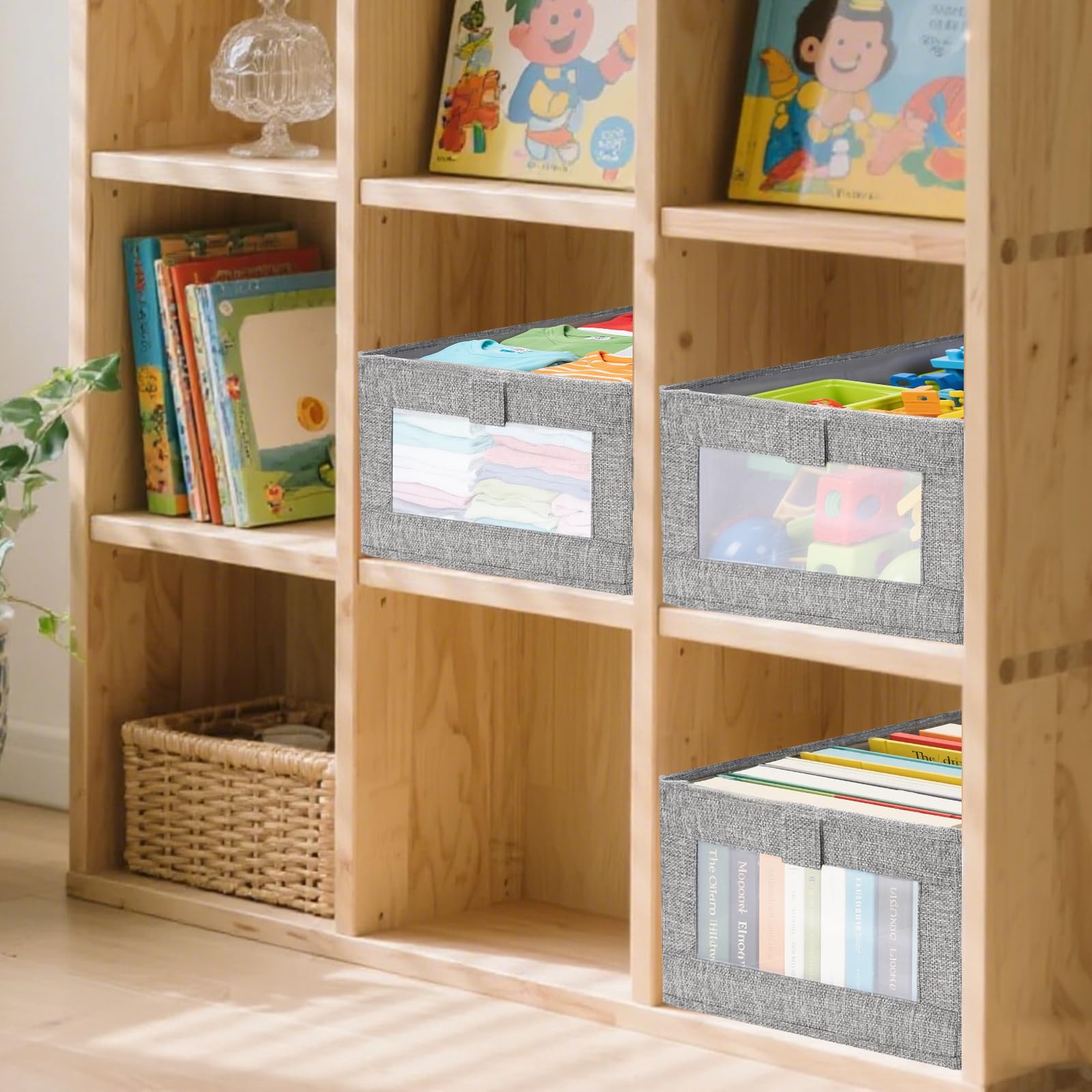 2 Pcs Organizador Armario, Cajas Almacenaje (40 x 27 x 17 cm) Ropa Decorativas Organizadoras Almacenaje y Organización para Cosméticos,Cocina y Juguetes