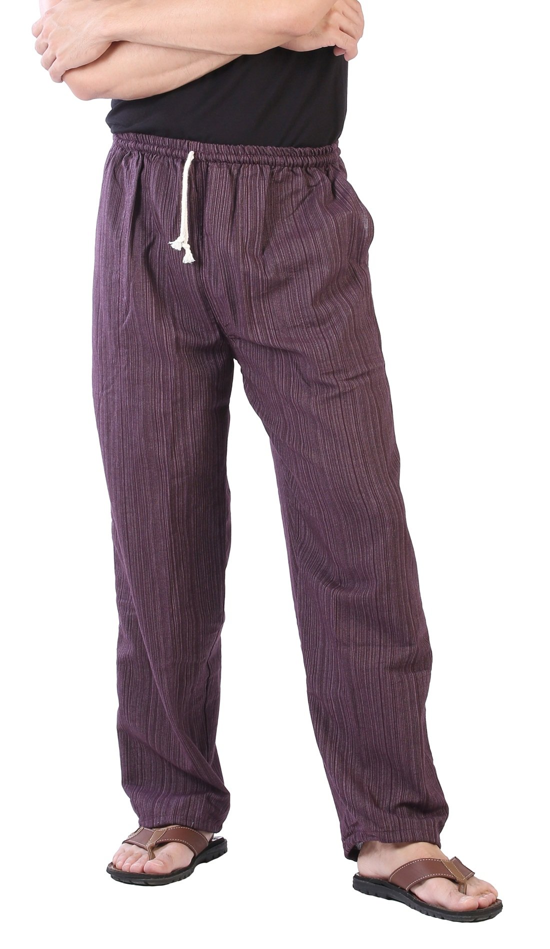 Men Lounge Pajama Workout Yoga Pants Pinstripes Elastic Waist
