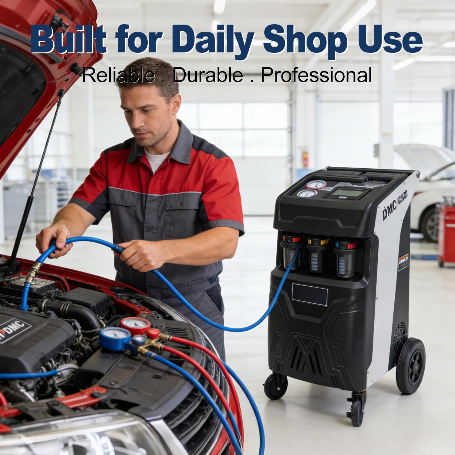 Fully Automatic R134a or R1234yf Refrigerant Recovery Recycling and Recharge Machine, Touch Screen AC Service Unit w/Vacuum Pump, Leak Test, Oil Injection, for Automotive A/C Systems