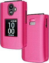 Nakedcellphone Case for TCL Flip 3 Phone, Slim Hard Shell Protector Cover [Anti-Fingerprint, Grid Texture] for T435 (2024) - Bright Hot Pink