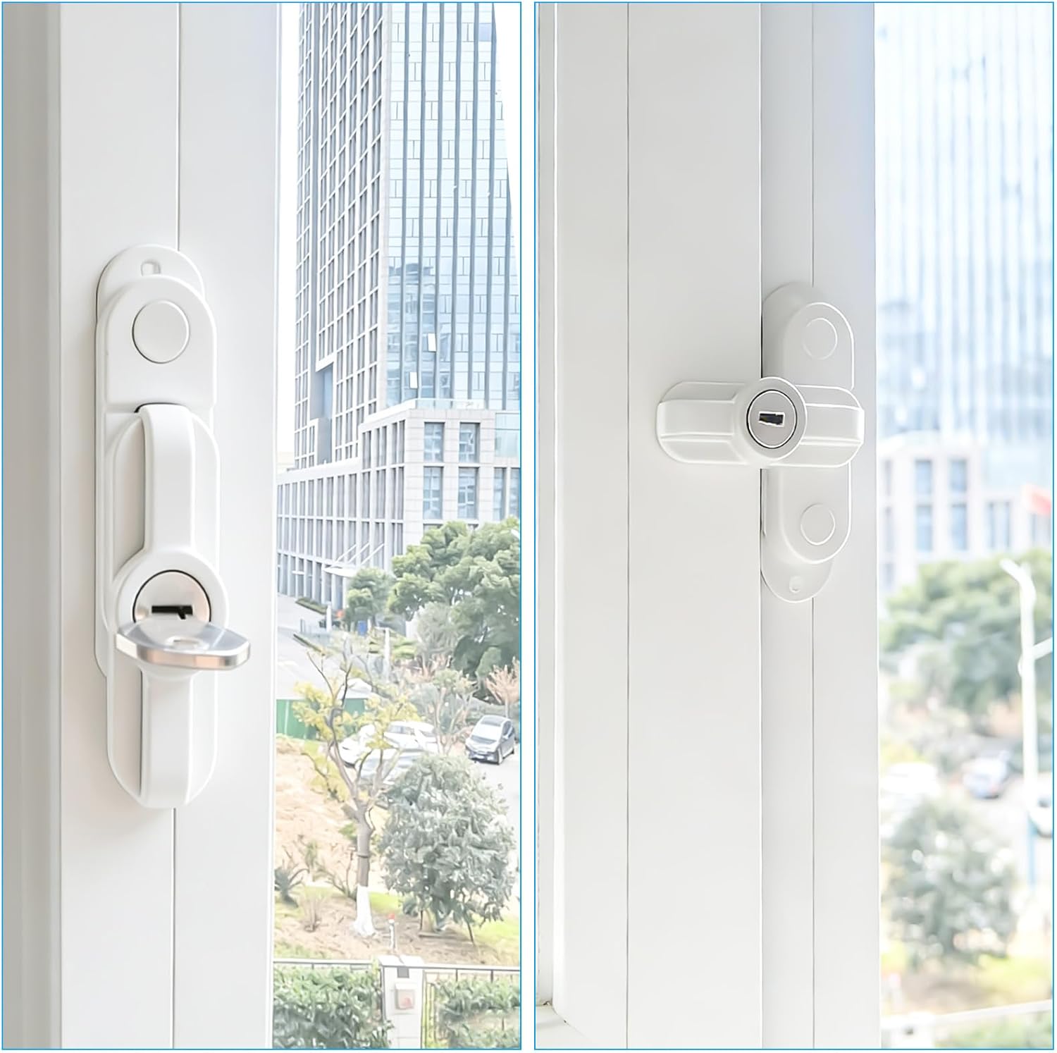 Pack of 4 White Window Lock Burglary Protection Window Lock Aluminium Alloy Swivel Bolt Window Lock Security Window Lock Swivel Bolt for Plastic Rotation-Tilt Windows and Doors