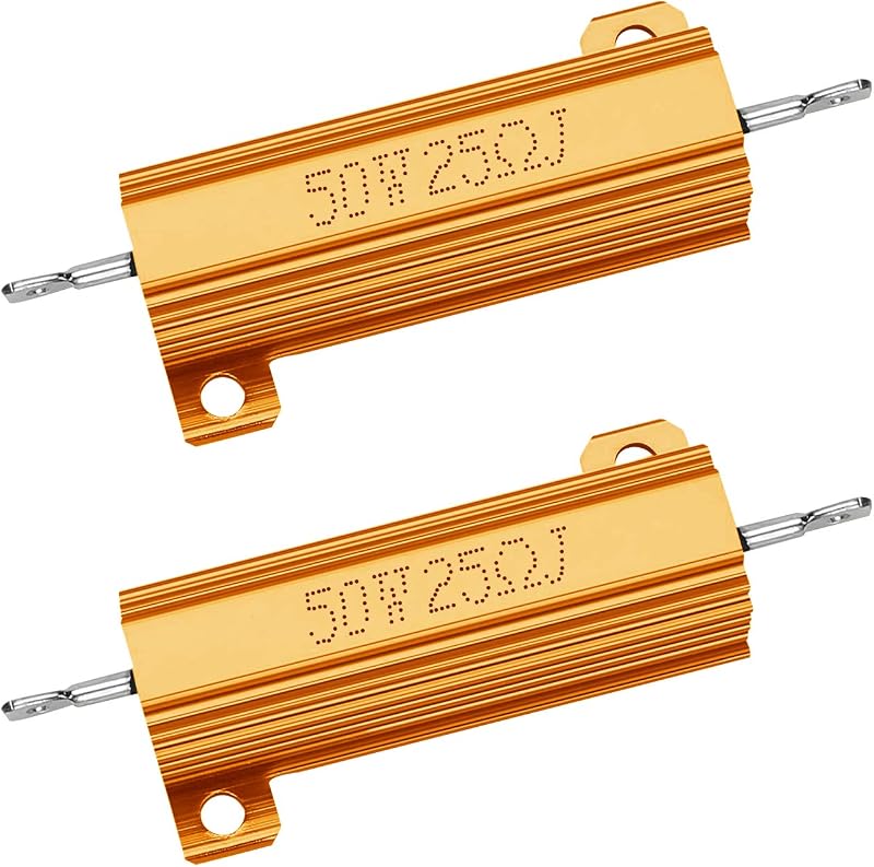 TiToeKi Resistor 50W 25 Ohm Aluminum Case Wirewound Screw Tap Chassis Mounted Load Resistors Adapters Compatible with Nest Hello Doorbell, Ring Doorbell (2 Pack)
