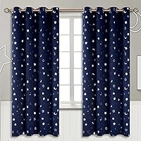 Vista 79 de BGment - Cortinas opacas para dormitorio infantil, con ojales, con aislamiento térmico, estampado de estrellas plateadas, para oscurecer