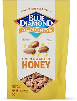 Blue Diamond Almonds, Premium Roasted Honey Snack Nuts For Sweet Treats, With Dessert, or Healthy Choice, 8 Ounce (Pack of 1)