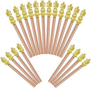 FANOVO Service Access Valve-20Pack Refrigerator Access Valves 1/4'' SAE x 1/4'' OD x 4'' AC Stem Core, Copper HVAC Refrigeration Service Filling Valve, for Air Conditioner Refrigerant System
