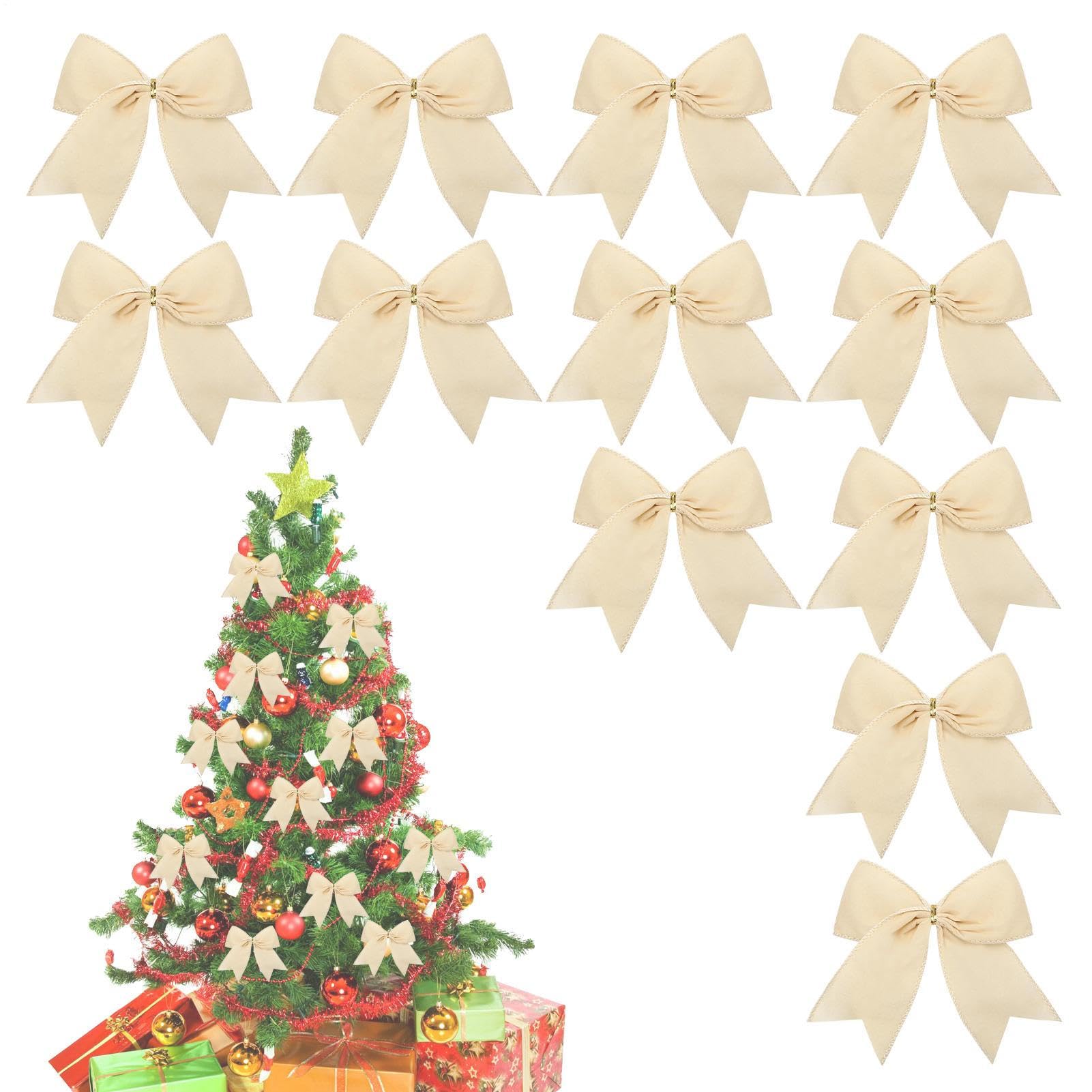 Lazos navideños de terciopelo de 6 pulgadas con diseño retro tradicional para fiestas