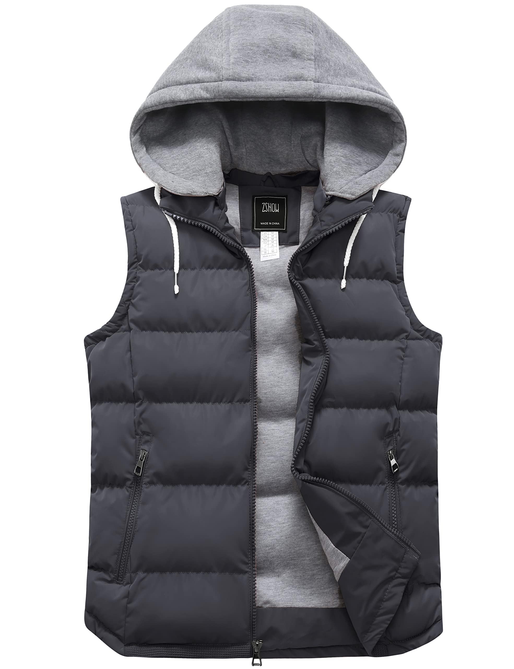 ZSHOW Men's Puffer Vest Warm Winter Vest Jacket Quilted Padded Vest Outdoor