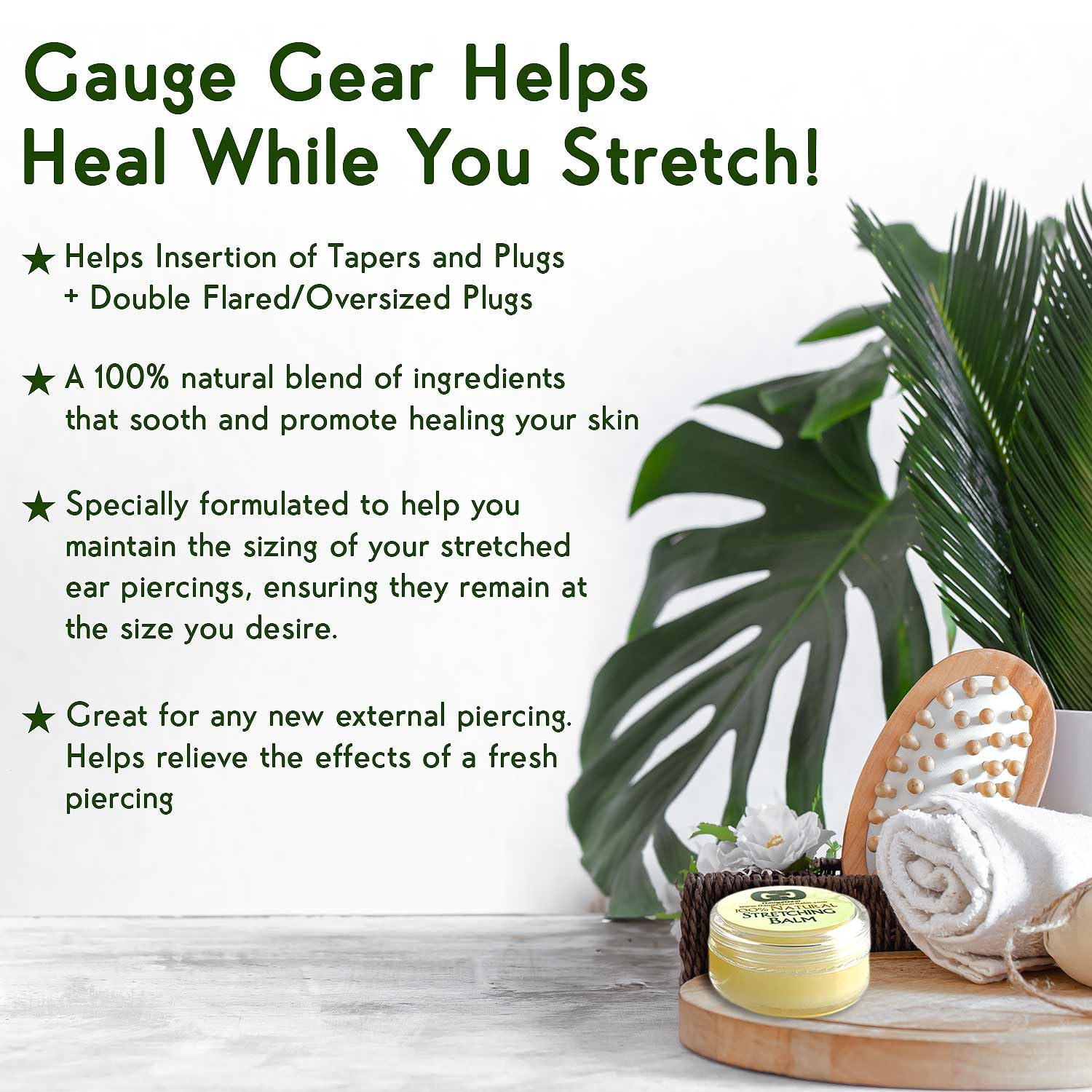 Ear Stretching Balm | 10 ml Jar | Piercing Aftercare | Stretched or Damaged Skin Care | All Natural Moisturizing Salve w/Jojoba