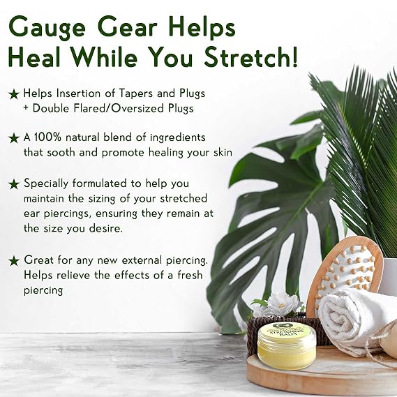 Ear Stretching Balm | 10 ml Jar | Piercing Aftercare | Stretched or Damaged Skin Care | All Natural Moisturizing Salve w/Jojoba
