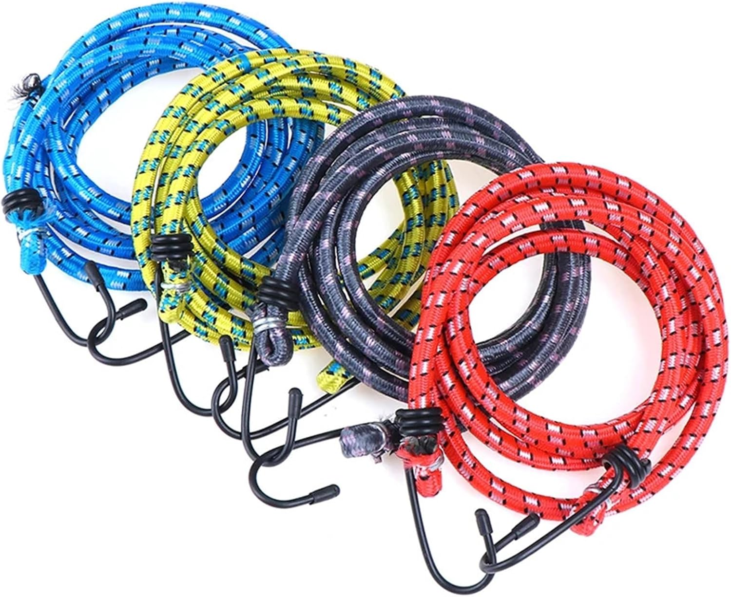 Small Bungee Cords 4pcs Heavy Duty 1.5m Bungee Cords with Hooks, Stretch Elastic Rope for Luggage Roof Rack & Bike Tie-Down