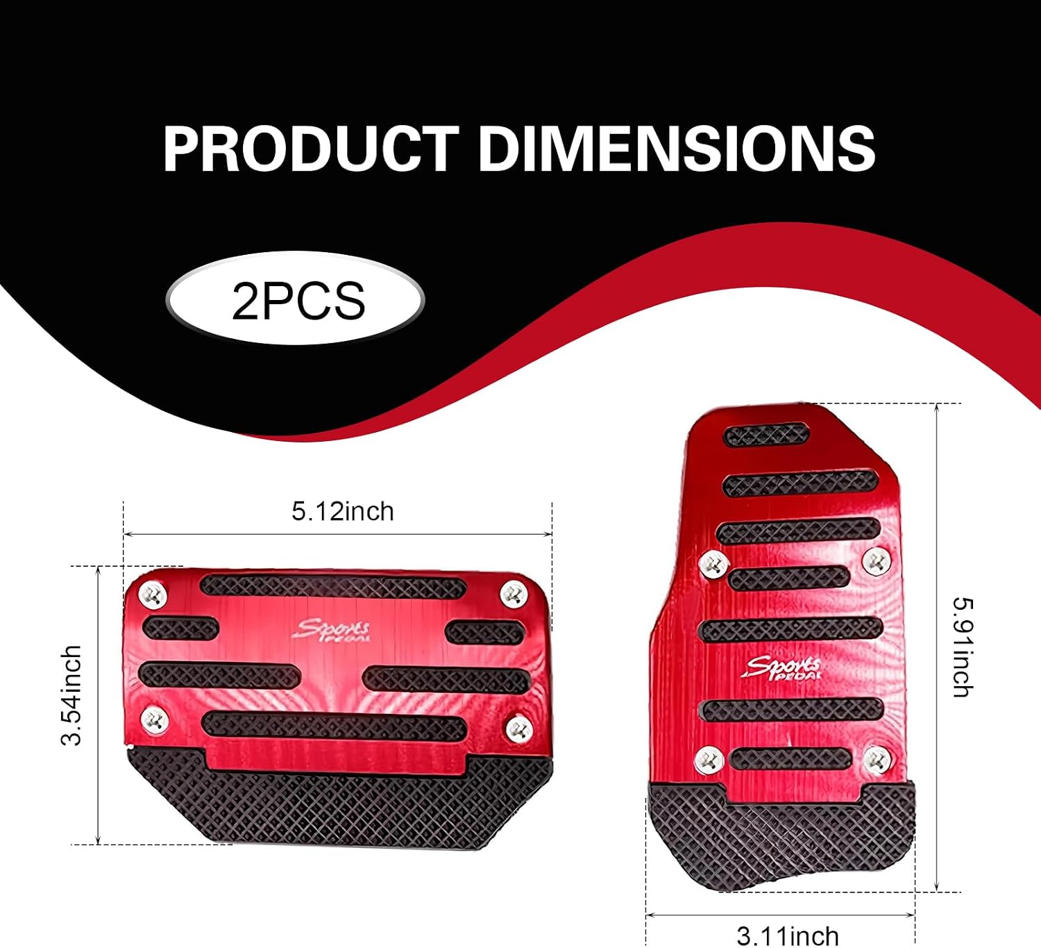 2 PCS Automatic Transmission Pedal Covers, Non-slip Car Pedal Covers, Alloy Gas and Brake Pedals Replacement Kit, Universal for Most Cars SUVs ATVs (Red) image 2