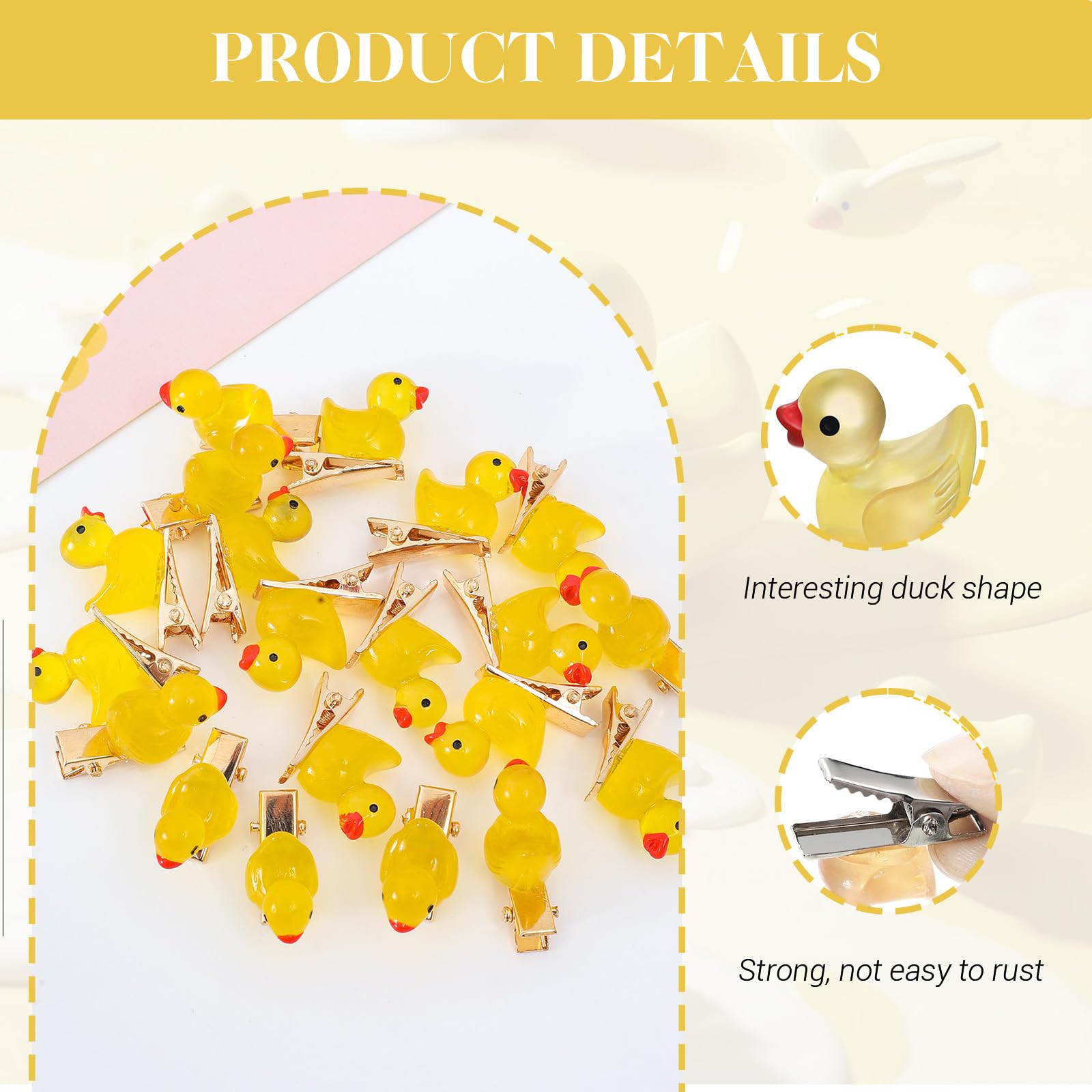 AstraGlam 30 Pcs Mini Resin Duck Hair Clips Glow Duck Hairpin for Girls Rave Hair Clips Women Music Festival Holiday Party Supplies - Image 3